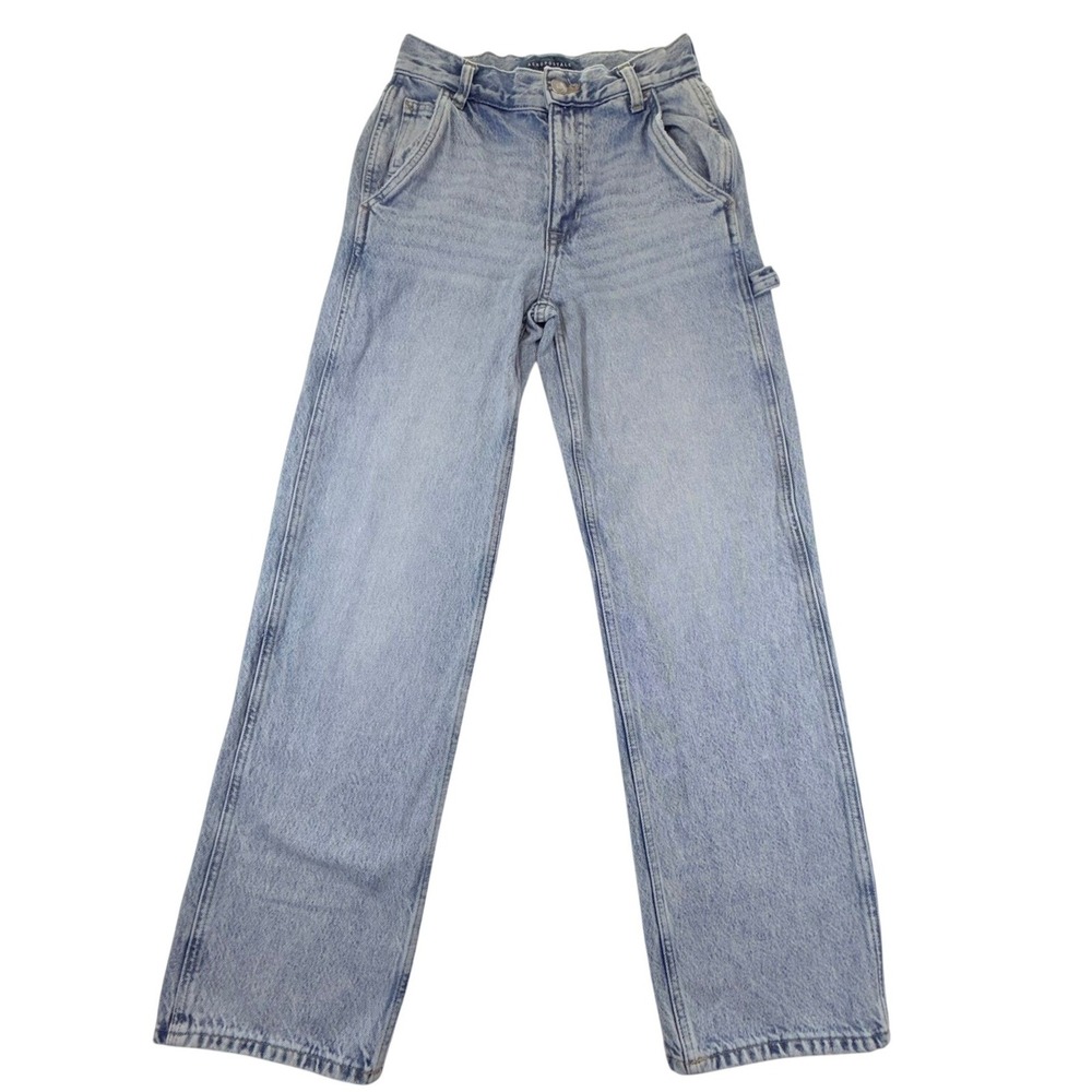 Aeropostale 90s Baggy Carpenter Jeans Light Wash High Rise Wide Leg Womens 000 R
